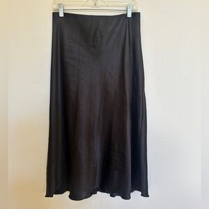 Nicole Miller NY Black Satin Midi Skirt size M